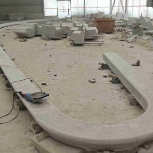 焦作 芝麻白花岗岩弧形花坛石，坐凳石