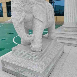 焦作 白麻花岗岩动物异形石雕-大象