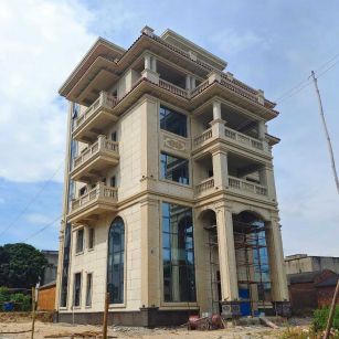 焦作 黄金麻花岗岩石材别墅外墙干挂搭配（雕花栏杆花瓶柱门楼罗马柱）