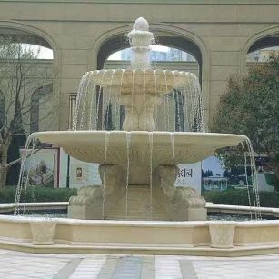 焦作 黄金麻花岗岩异型加工——户外庭院石雕流水喷泉