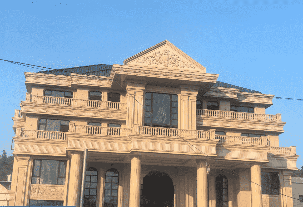 焦作黄金麻别墅外墙干挂石材效果示例